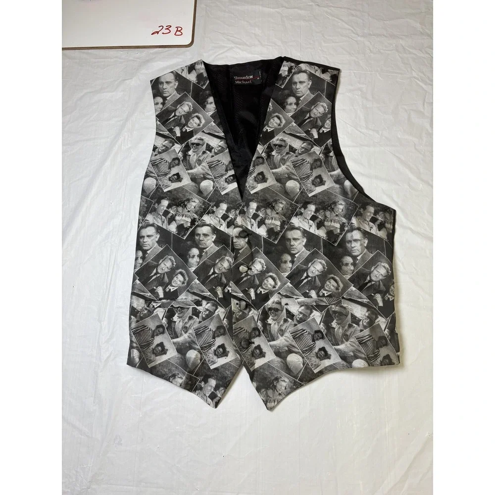 Mens Brandon Michael retro 50s formal vest‎ w/1950s moviestars, size Medium